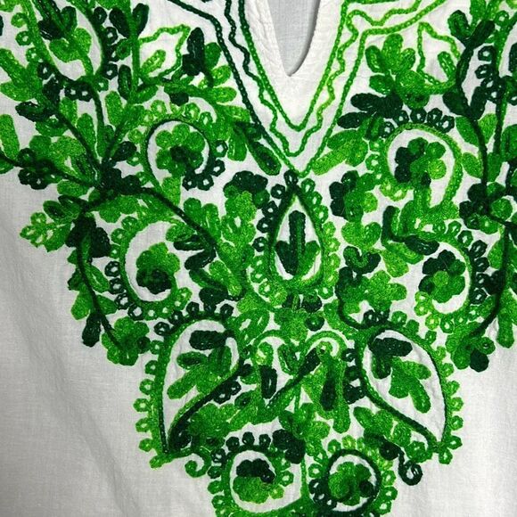Embroidered Green Tunic Blouse Small Made in India - Picture 4 of 8